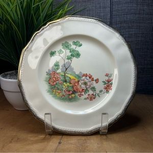 Alfred Meakin English Meadow Salad Plate Made in England, 18 Karat Gold Border